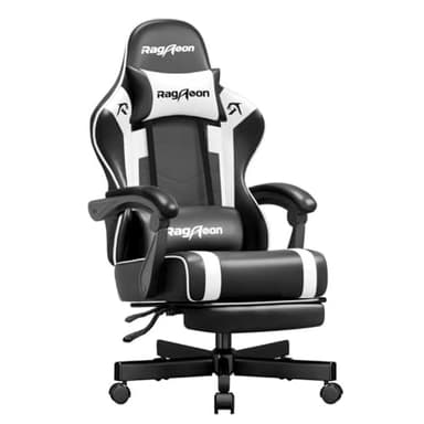 Riftracer Sedia da gaming, sedia da gioco, ergonomica, con poggiapiedi, poggiatesta e supporto lordosi, regolabile in altezza, imbottita, 200 kg