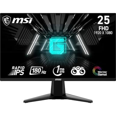 MSI G255F Monitor Gaming 24,5", 180 Hz, 1ms, Rapid IPS, FHD (1920x1080), Adaptive SYNC, Night Vision, Anti-flickr, Less Blue Light - Display Port 1.2a / HDMI 2.0b