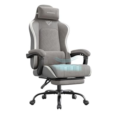SONGMICS Sedia Gaming, Sedia da Ufficio Scrivania, Ergonomica, Seduta con Molle, Poggiapiedi, Braccioli con Meccanismo Sincronizzato, Grigio Tortora OBG079G01