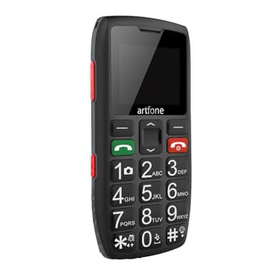 artfone C1 Nero - Telefono Cellulare per Anziani con Tasti Grandi丨Volume alto丨Funzione SOS丨Chiamata Rapida丨Funzione di orario丨Batteria da 1800 mAh丨Doppia SIM GSM Senior Telefoni丨1.8" Display丨Radio
