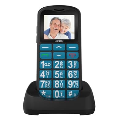 CHAKEYAKE Telefono Cellulare per Anziani, GSM Dual SIM Cellulare con Base di Ricarica, Volume Alto, Tasti Grandi, Funzione SOS, Chiamata Rapida, Blu