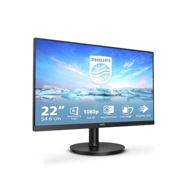 Philips Monitor 221v8 22 pollici 1920x1080, FHD, 75Hz, VA Panel, 4ms GtG, (HDMI1) Adaptive Sync, Nero
