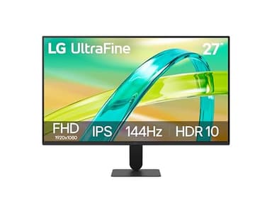 LG 27U411B Monitor 27" Full HD (1920x1080) IPS 144Hz, 1ms MBR, HDR10, FreeSync Premium, sRGB 99%, HDMI, Schermo Antiriflesso, Design Borderless, Nero