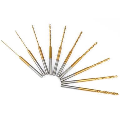 Ainiv Set di Mini Punta Elicoidale, 10Pz Mini Twist Drill Punte Trapano Elicoidali Precision 0.6mm-2.2mm, 2.35mm Diametro Gambo Titanio Rivestito Tiny Drill Bit, per Progetti Artigianali e DIY
